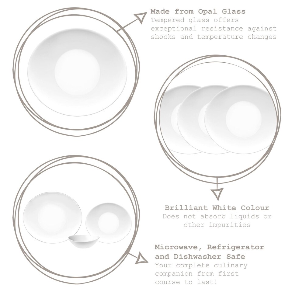 image 1 of Bormioli Rocco Prometeo Glass Dessert Plates - 24 x 19.5cm - White - Pack of 6 | White | White