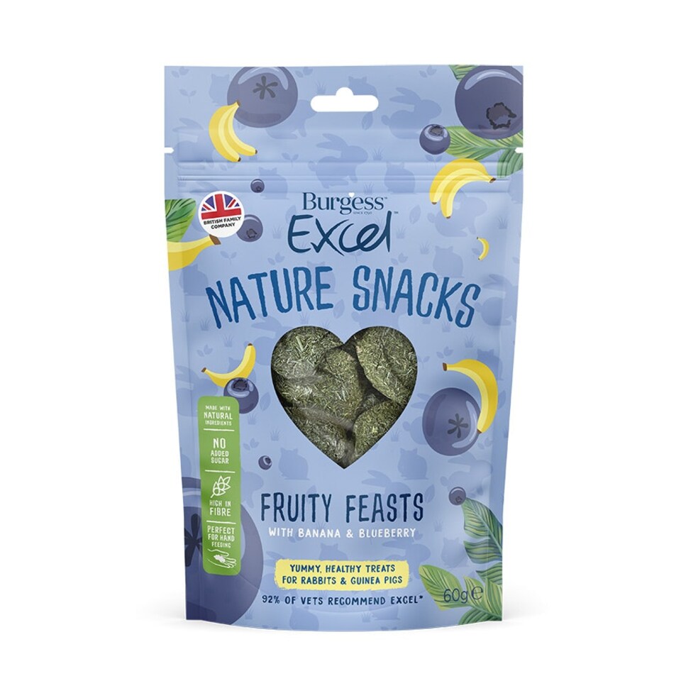 image 1 of 12 x 60g Burgess Excel Nature Fruity Feasts Banana and Blueberry