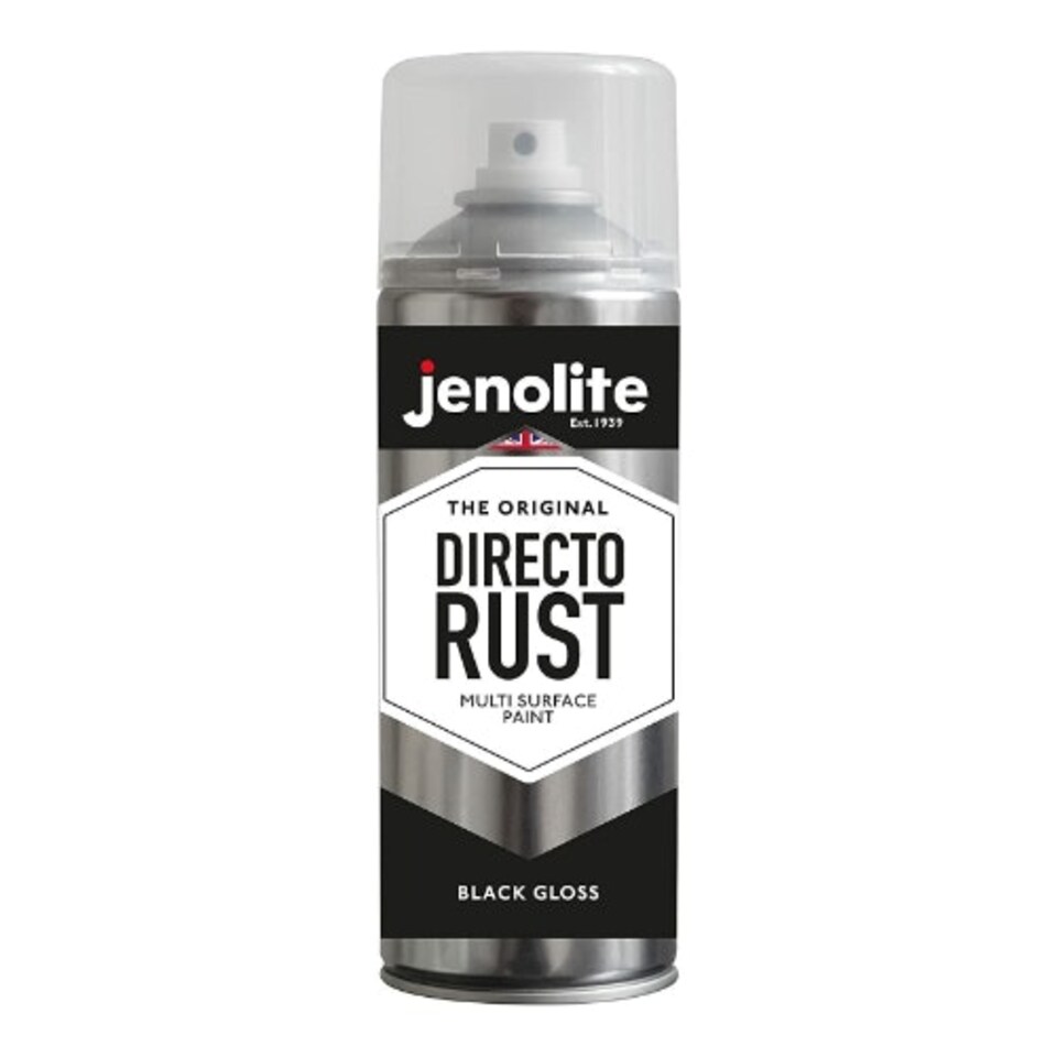image 1 of Jenolite Directorust All-in-One Multi-Surface Paint - Black Gloss - 400ml Spray Can