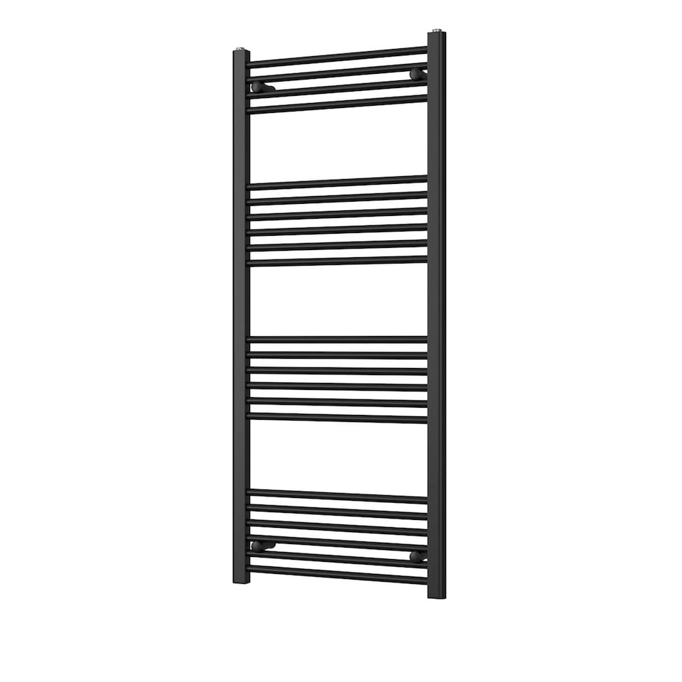 image 1 of Zennor Straight Heated Towel Rail Bathroom Radiator - Black - (H) 1400mm x (W) 600mm
