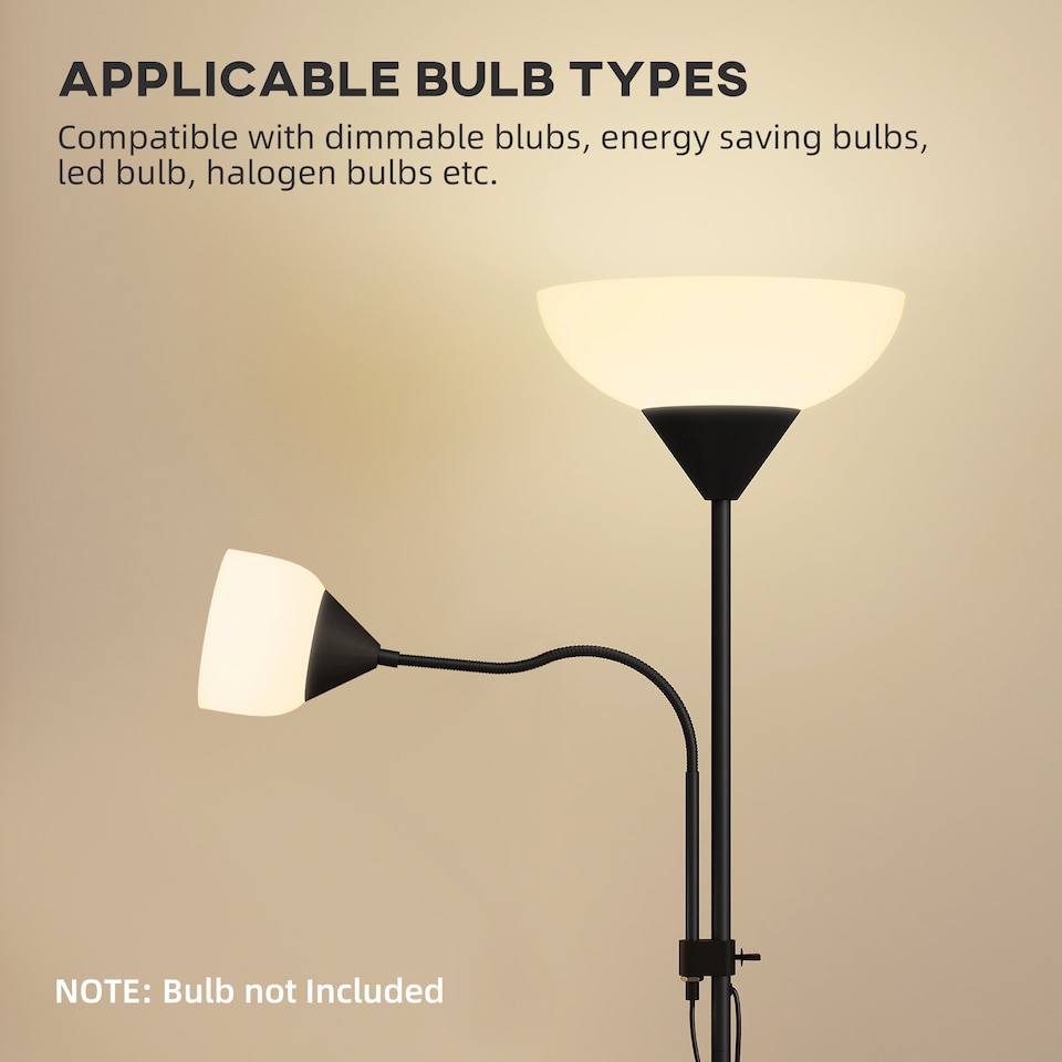 image 1 of HOMCOM Mother-Child Floor Lamp Duo Light with 2 Switches and Round Base