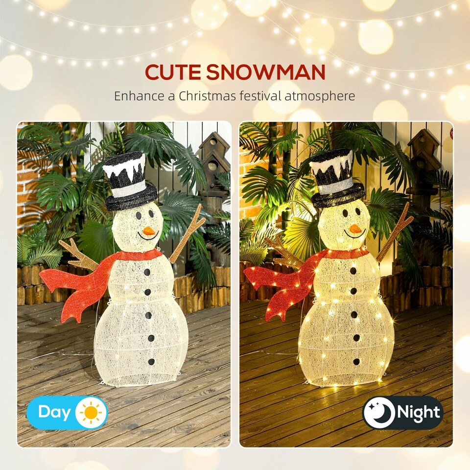 image 1 of Outsunny Lighted Christmas Snowman Waterproof Outdoor Christmas Decorations