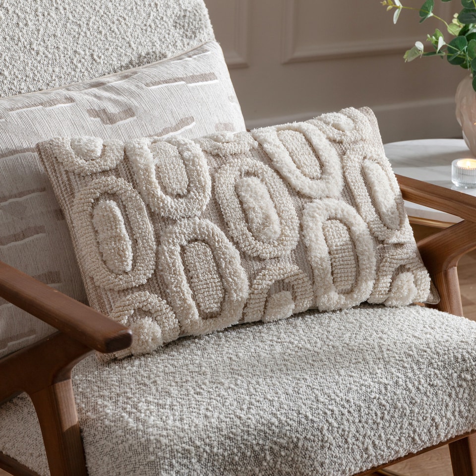 image 1 of Hoem Fosse Tufted Cushion, Natural, 30 x 50cm