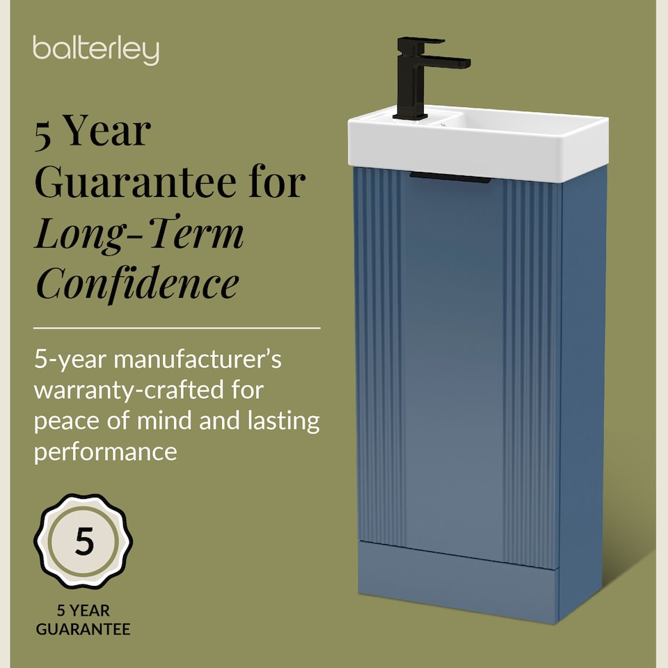 image 1 of Blue 400mm Floor Standing Vanity Unit with Black Handle | Blue | Satin Blue | 1