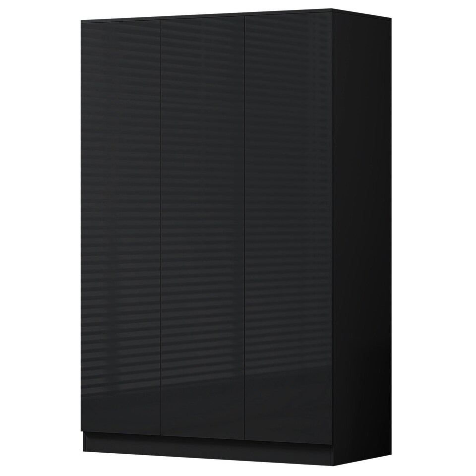 image 1 of FWStyle Stora 3 Door Wardrobe - Black Gloss Front Black