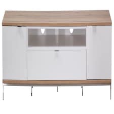 Chaplin Cabinet Oak/White with 2 Doors/1 drawer Brown | Light Oak and White
