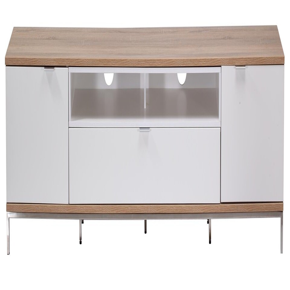 image 1 of Chaplin Cabinet Oak/White with 2 Doors/1 drawer Brown | Light Oak and White