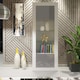 image 3 of Display Cabinet Bookcase Bookshelf Storage Cabinet Glass Display Unit White Grey High Gloss 170cm