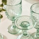 image 5 of Set of 4 Laurier Green Embossed Leaf Drinking Glass Spring Summer Wine Goblets 320ml