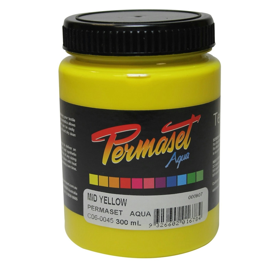 Permaset Aqua Standard Ink, Mid Yellow, 300ml