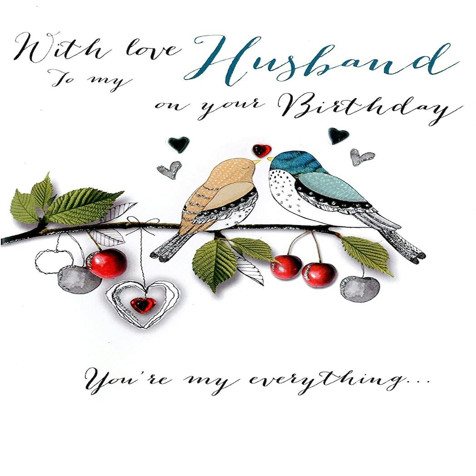 image 1 of With Love Husband Birthday Embellished Greeting Card Joie De Vivre Range Cards