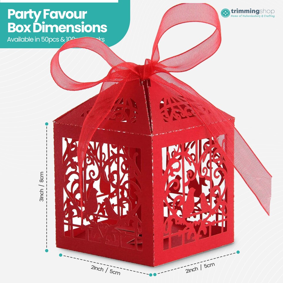 image 1 of Love Birds Wedding Favour Boxes with Organza Ribbon Gift Boxes - 50pcs
