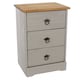 image 4 of Corona Classic Pine 3 Drawer Bedside Cabinet - Solid Wood Storage with Grey Wash, Antique Wax Finish and Gunmetal Handles