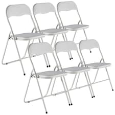 6 Pc Folding Lightweight Chair Set Portable Metal Frame PVC Velvet Ribcord Seats | Multi | Beige Ribcord
