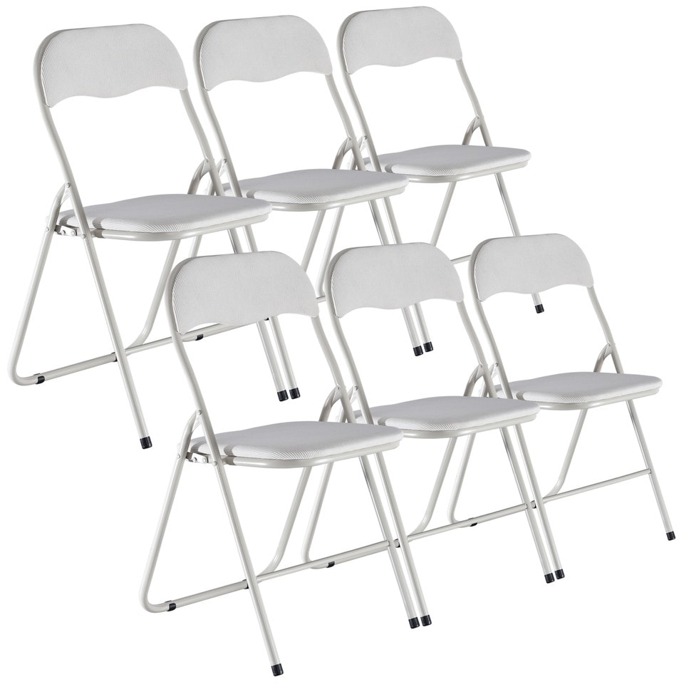 image 1 of 6 Pc Folding Lightweight Chair Set Portable Metal Frame PVC Velvet Ribcord Seats | Multi | Beige Ribcord