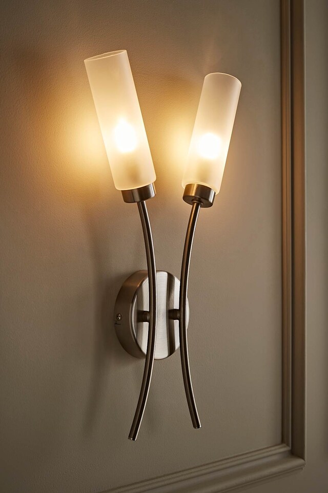 image 1 of ValueLights Maya Pair Brushed Chrome 2 Arm Wall Light | Chrome