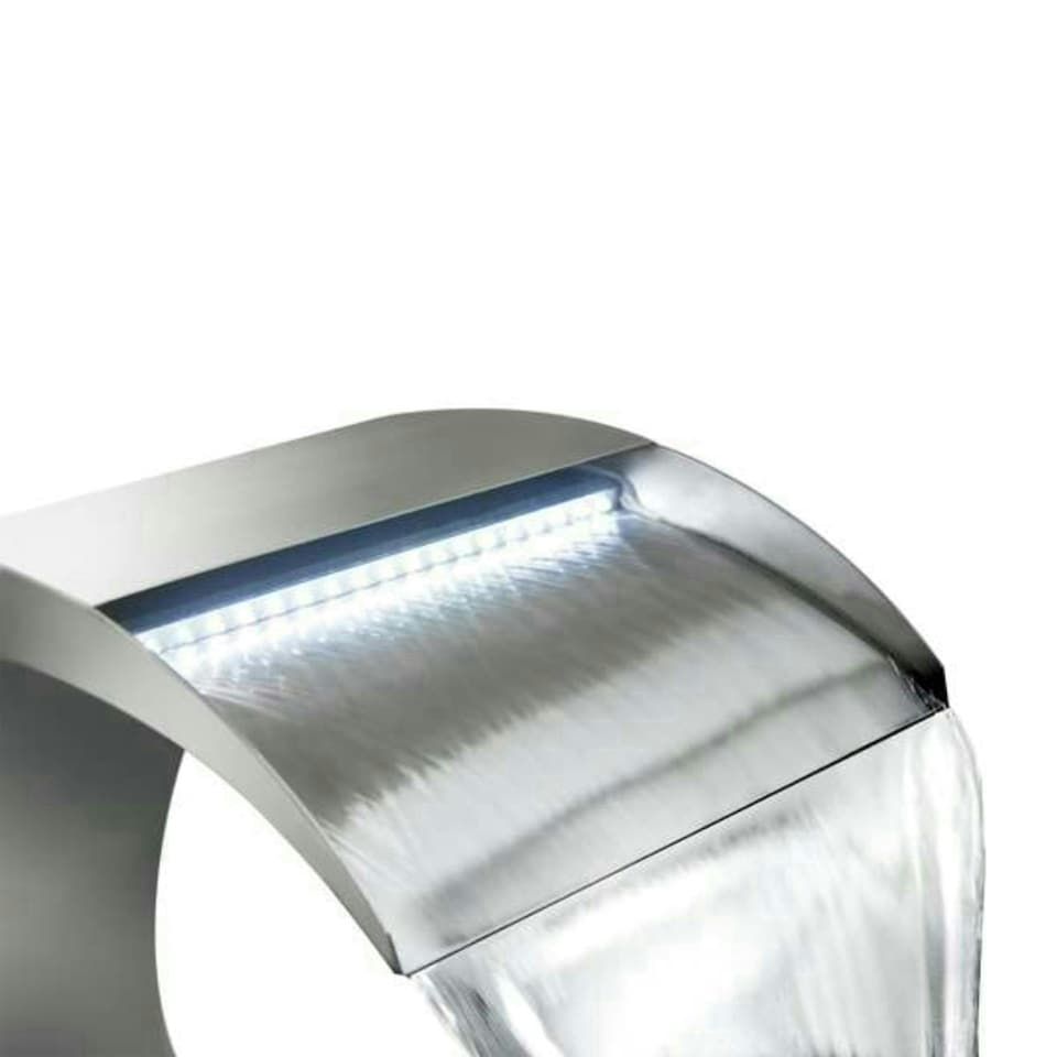 image 1 of Primrose Atlantis Cascading Stainless Steel Water Feature with Lights 65cm