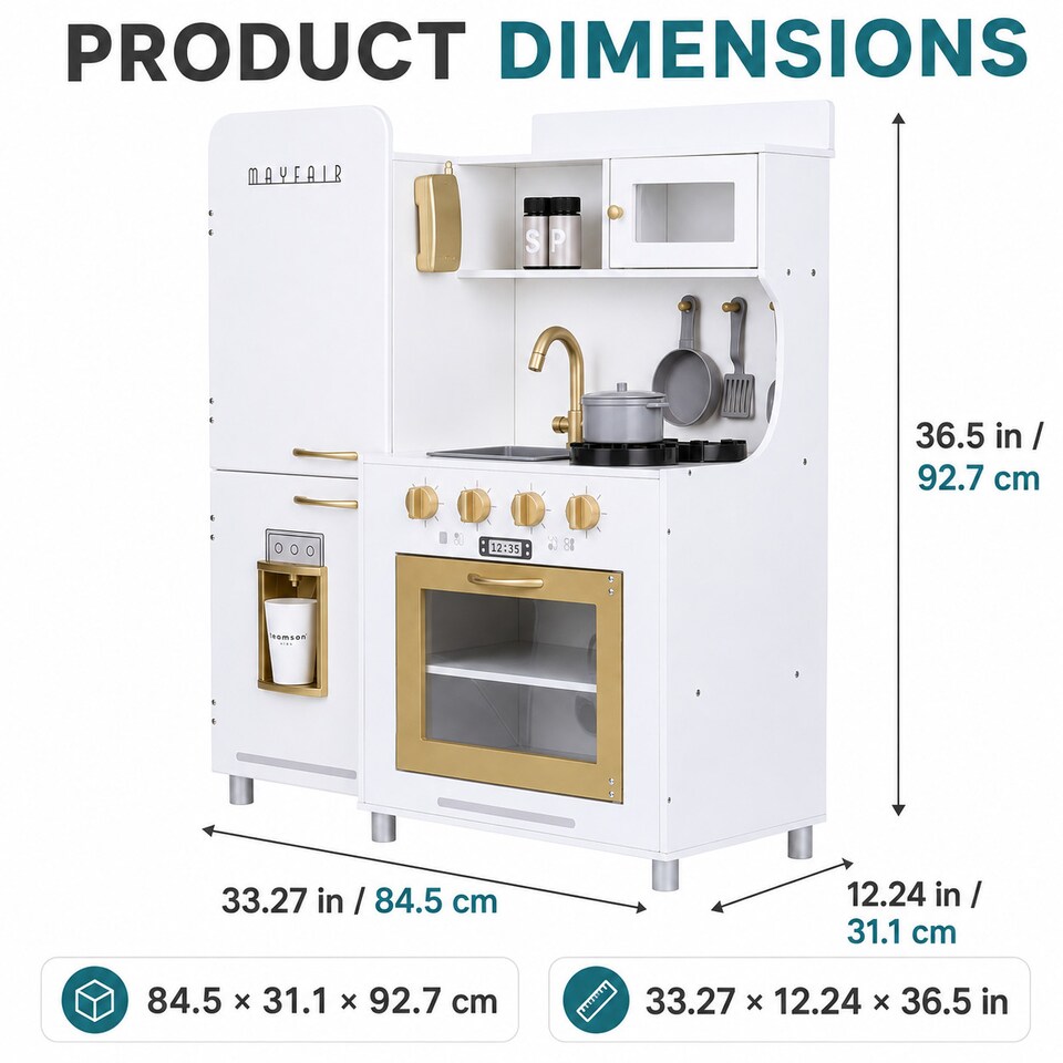 image 1 of Teamson Kids Play Kitchen Set with Ice Maker, Lights, Sounds and 12 Accessories
