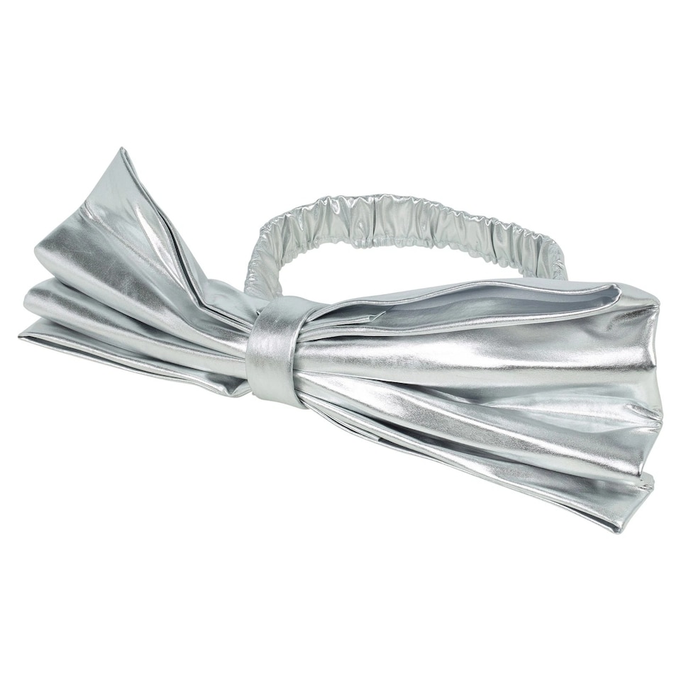 image 1 of 50cm Large Metallic Christmas Chair Bows Sashes Party Dining Decor Wedding | Silver | Silver | Set of 4