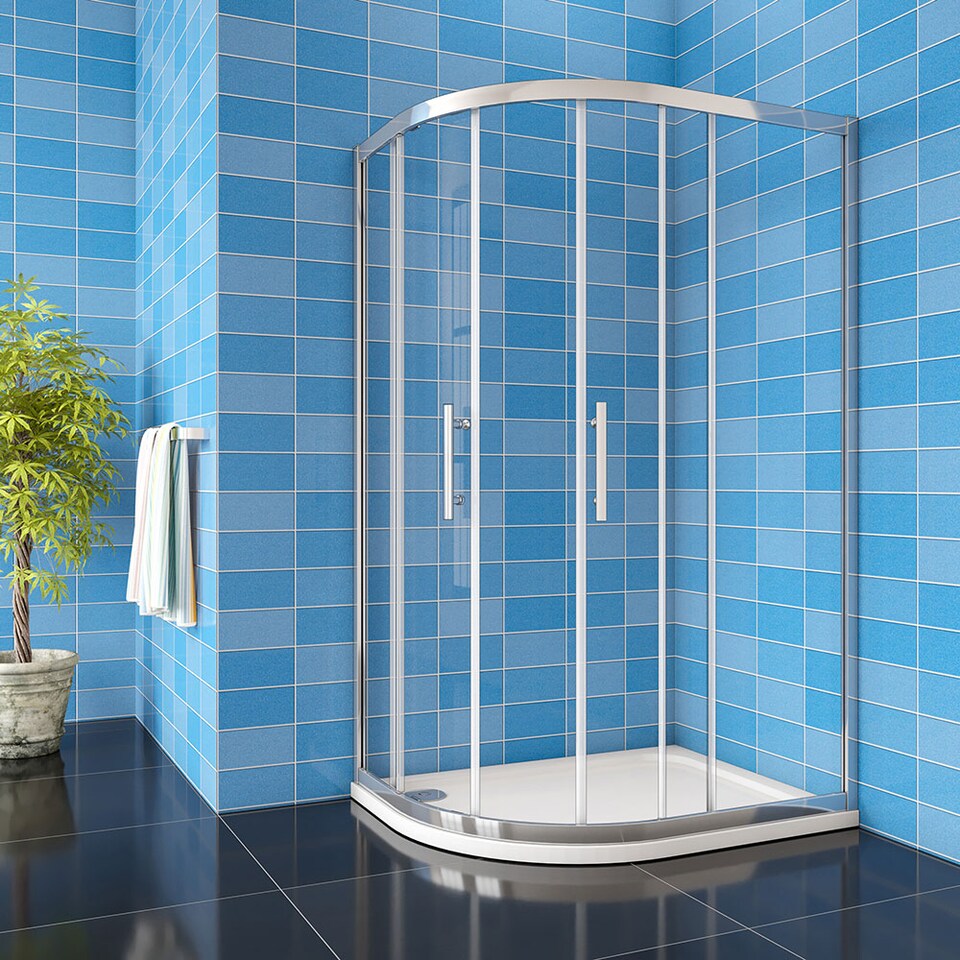 image 1 of Aica Bathrooms 1000x900x1850mm Quadrant Shower Enclosure Walk In Corner Cubicle Glass Screen Door | Chrome