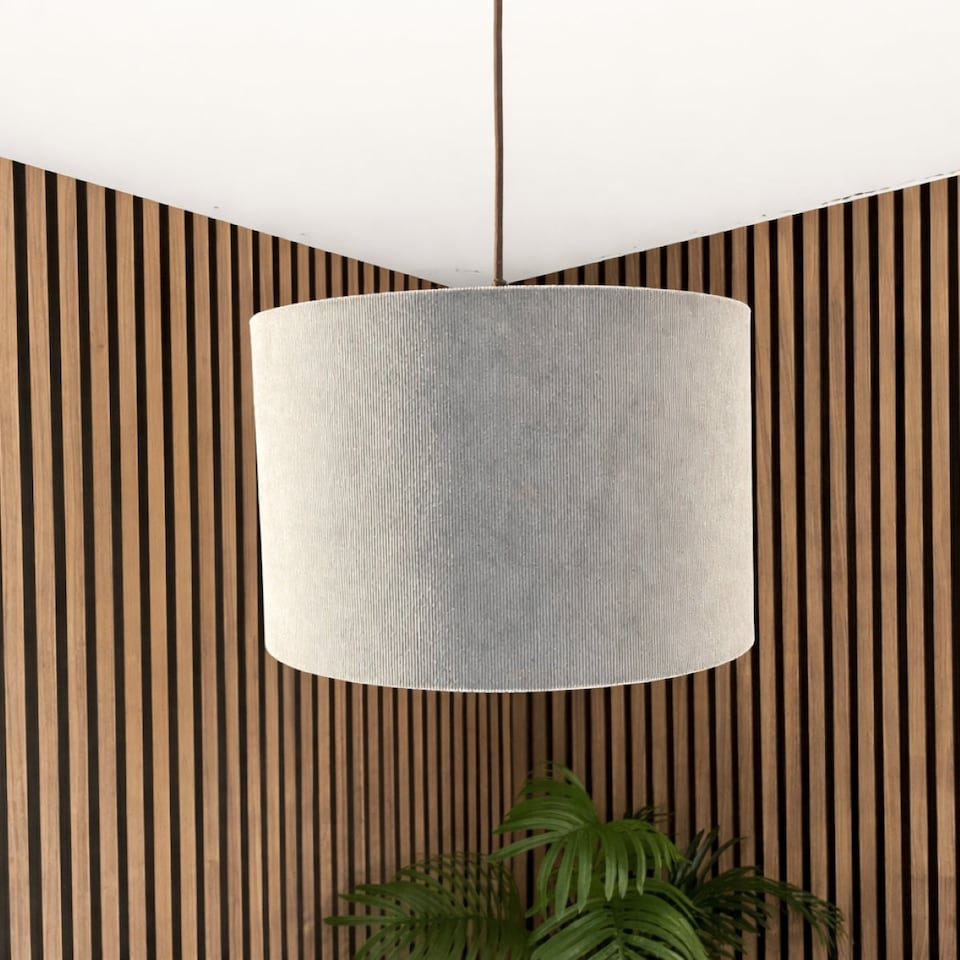 image 1 of CGC LOLA Grey Corduroy 30cm Lampshade with Silk Inner