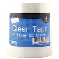 Just Stationery 25mm Clear Tape (Roll of 4)