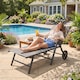 image 8 of Outsunny Folding Sun Lounger w/ Wheels, 5-Position Adjustable Lounge, Grey