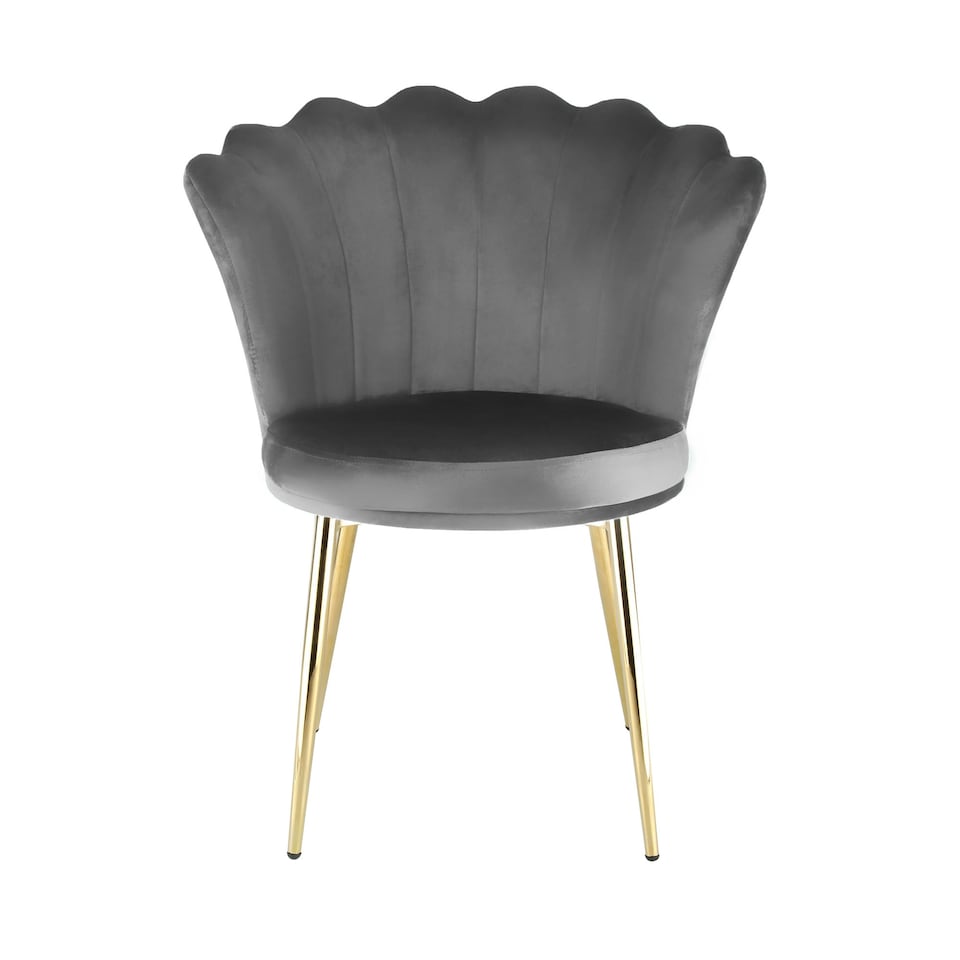 image 1 of FREYA Petal Chair Velvet Upholstered Fabric - Grey Grey