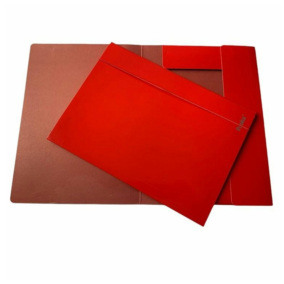 image 1 of Red Laminated Card 3 Flap Folder with Elastic Closure 600gsm