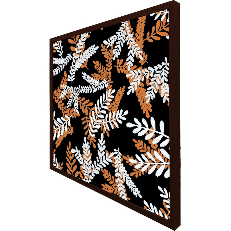 image 1 of White & orange olive leaves (Picture Frame) Brown | Oak | XL