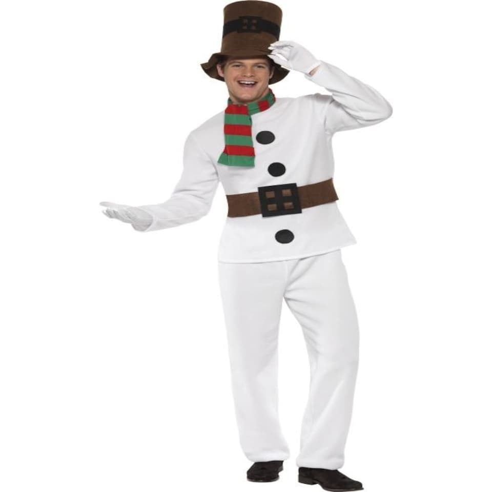 Mr Snowman Costume - White - with Top - Attached Belt - Trousers - Scarf & Hat - 28003XL XL