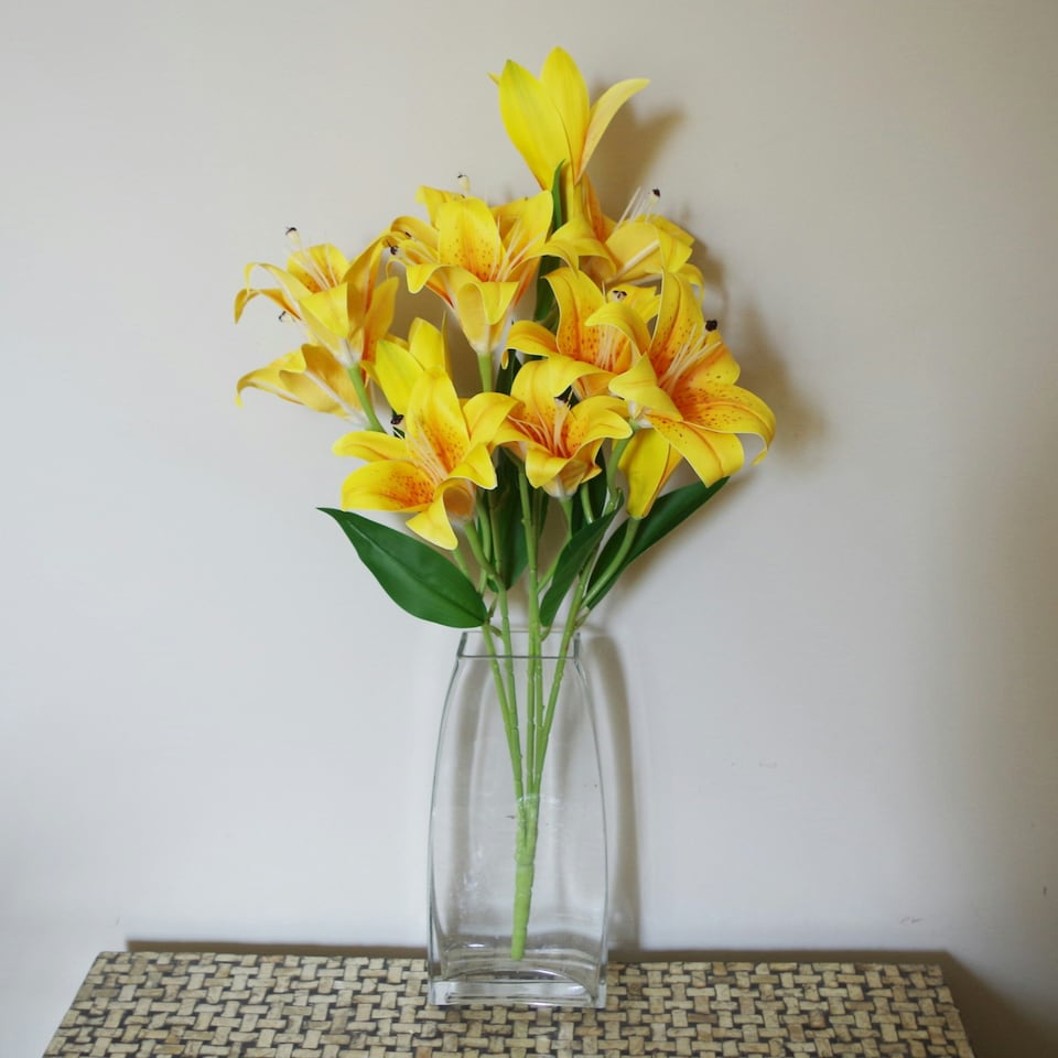 image 1 of 60cm Artificial Lily Stem Yellow