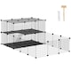 image 1 of PawHut Pet Playpen with Door, Guinea Pigs Metal Mesh Cage, Customizable Fence for Small Animal, Chinchilla, for Indoor and Outdoor Use, with Mallet, Black