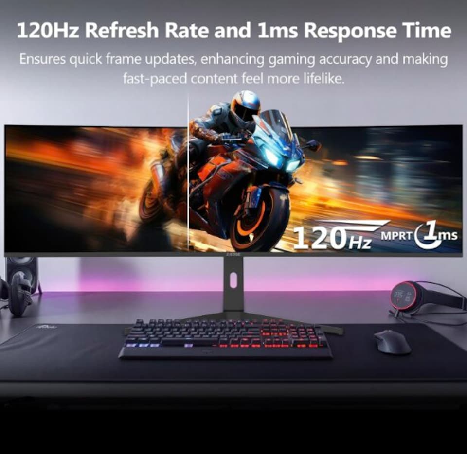 image 1 of Z-Edge 40 Inch Curved Ultrawide Monitor 5K2K 120Hz WUHD 5120x2160 1ms Black | 21:9 IPS Panel, 1ms MPRT, HDMI 2.1, DP 1.4, 130% sRGB, Adaptive Sync, Height Adjustable, Built-in Speakers, PIP & PBP