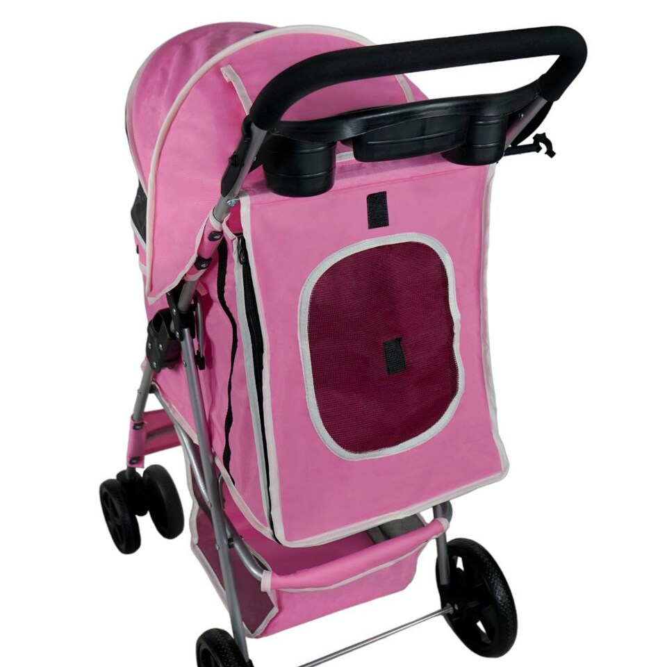 image 1 of Pet Stroller with Rain Cover – Pink One Size