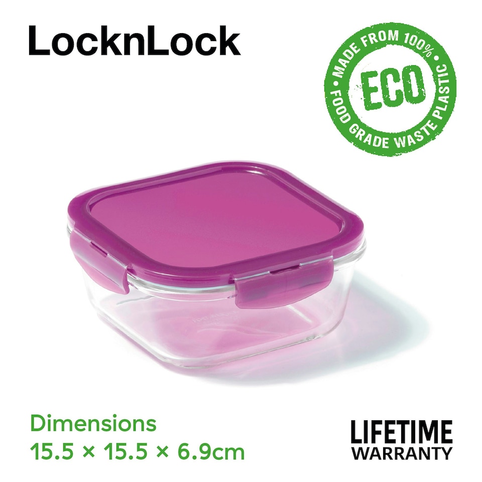 image 1 of LocknLock Ovenglass Square Food Containers with Lids, 5 x 750ml