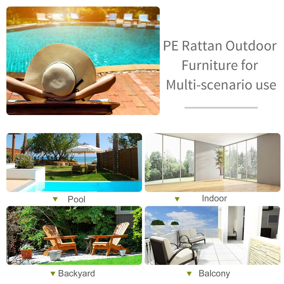 image 1 of Outsunny Garden Rattan Sun Lounger Foldable Patio Chaise Chair Brown