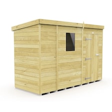9 x 4 Feet Pent Shed - Single Door With Windows - Wood - L118 x W276 x H201 cm Brown