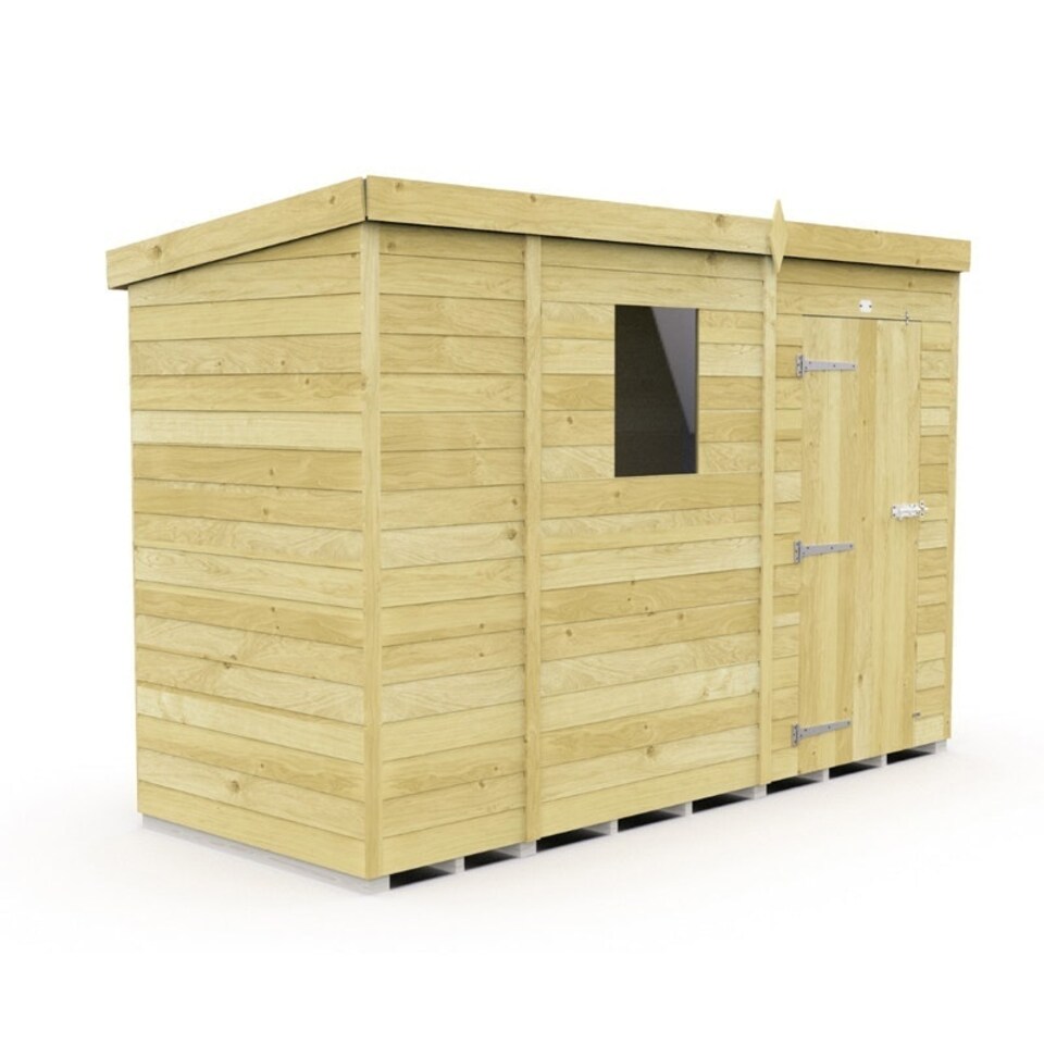 image 1 of 9 x 4 Feet Pent Shed - Single Door With Windows - Wood - L118 x W276 x H201 cm Brown