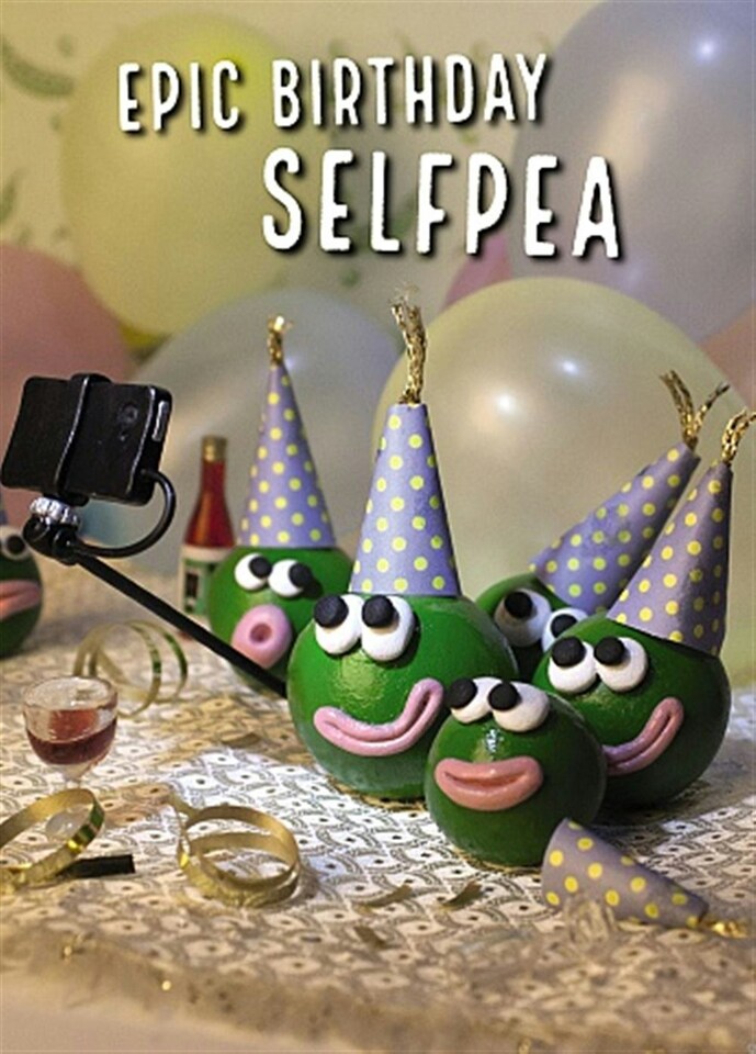 Epic Self Pea Violent Veg Funny Humourous Quirky Blank Birthday Card