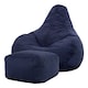 image 1 of icon Dalton Cord Adults Bean Bag Recliner and Pouffe, Ready Filled Beanbag and Footstool Navy Blue Blue
