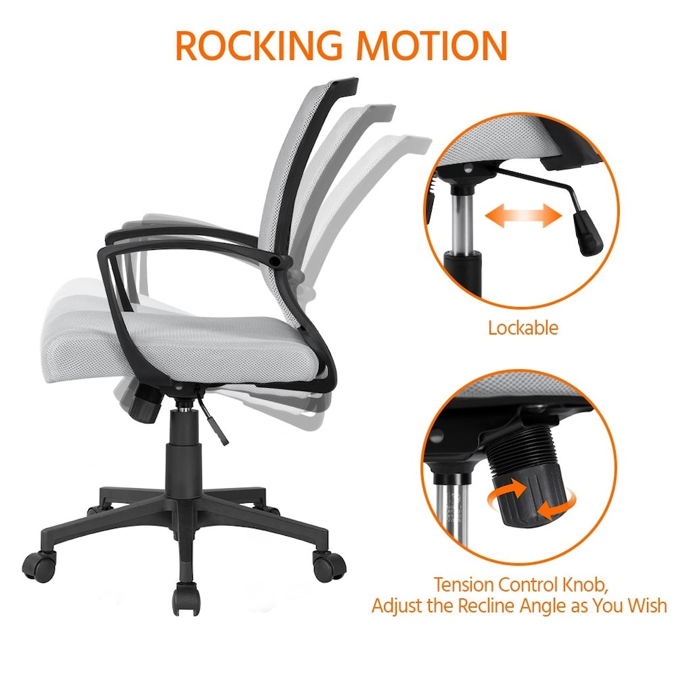 image 1 of Yaheetech Ergonomic Mesh Office Chair Mid-Back 360° Rolling Casters | Grey