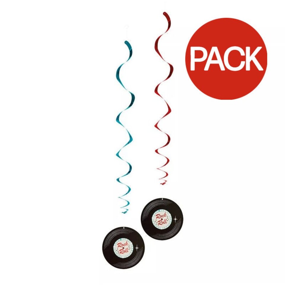 image 1 of Boland Rock N Roll Swirl Party Decoration (Pack of 2) - Blue/Pink/Black - One Size