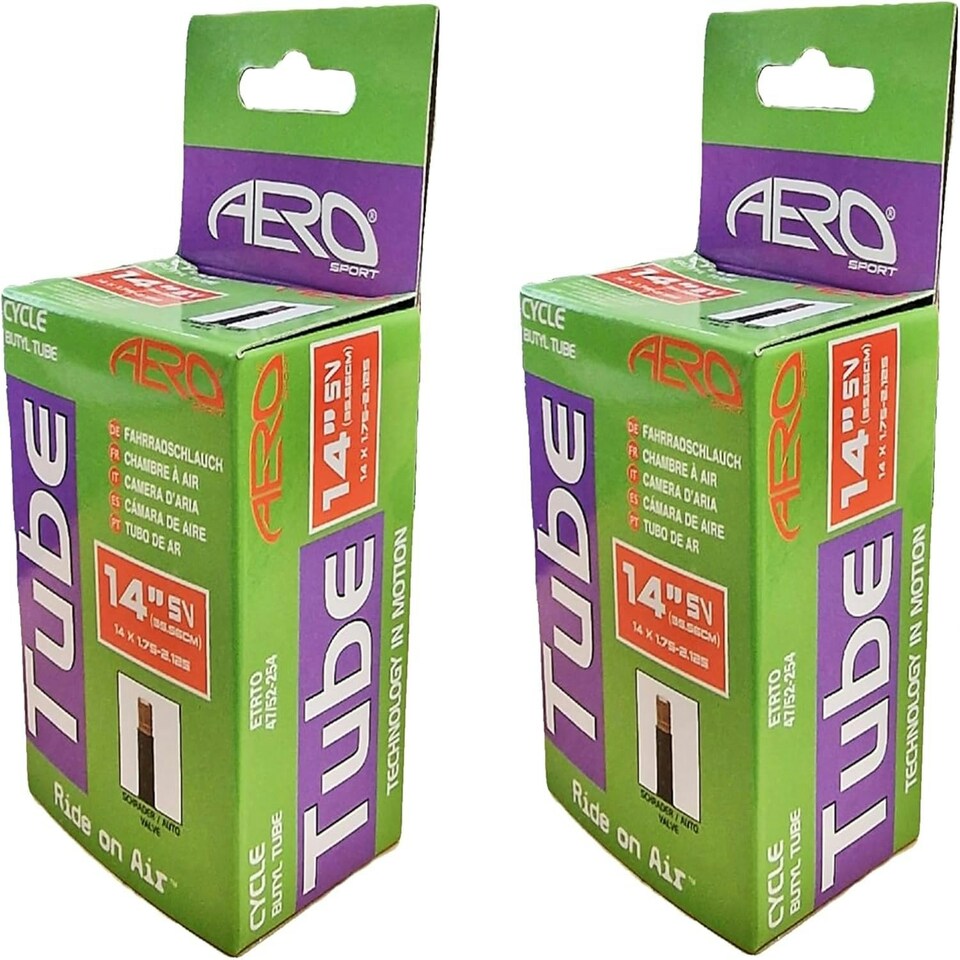 image 1 of AWE Set x 2 Butyl Rubber 14" MTB/E-Bike Inner Tube 14 x 1.75-2.125 Schrader Valve