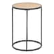 image 2 of Seaford Black Metal Small Round Side Table with Oak Top
