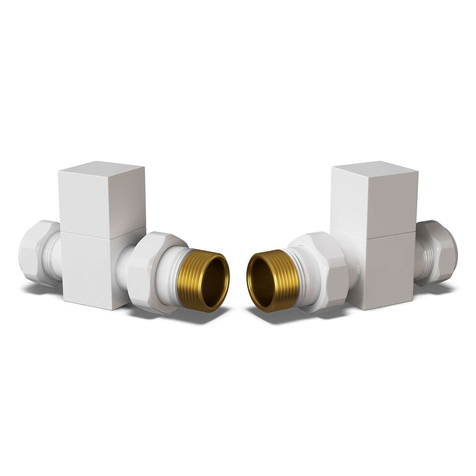 image 1 of Square - White Radiator Valves Straight 8mm