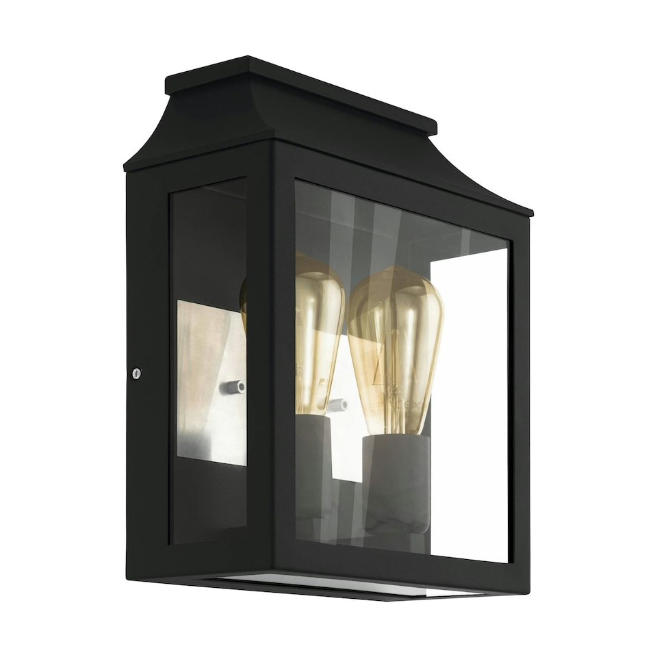 image 1 of EGLO Soncino 2-Light Industrial Exterior Wall Light With Glass Panels