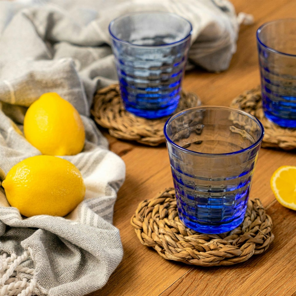 image 1 of Duralex Prisme Drinking Glasses - 220 ml Tumblers for Water, Juice - Blue - Pack of 4 Blue