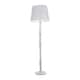 image 3 of ValueLights Victoria Grey Wood Traditional Stem Floor Lamp with Grey Fabric Tapered Shade and LED Bulb