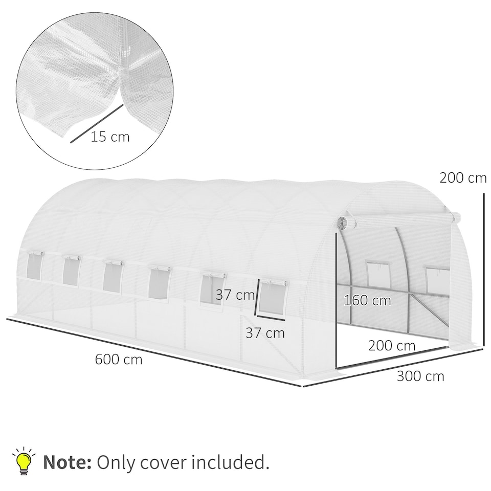 image 1 of Outsunny 6x3x2m Greenhouse Replacement Cover for Tunnel Greenhouse